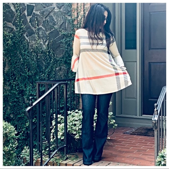 ✨LAST ✨Beige plaid swing tunic with side pockets - Picture 6 of 8